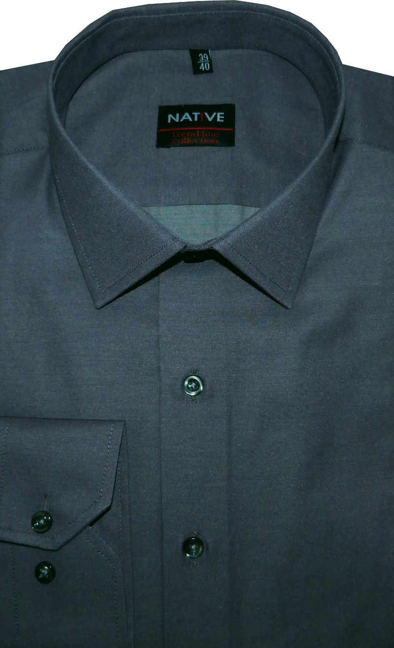 Pánská košile (šedá) s dlouhým rukávem, vypasovaná, vel. 39/40 - N952/016
