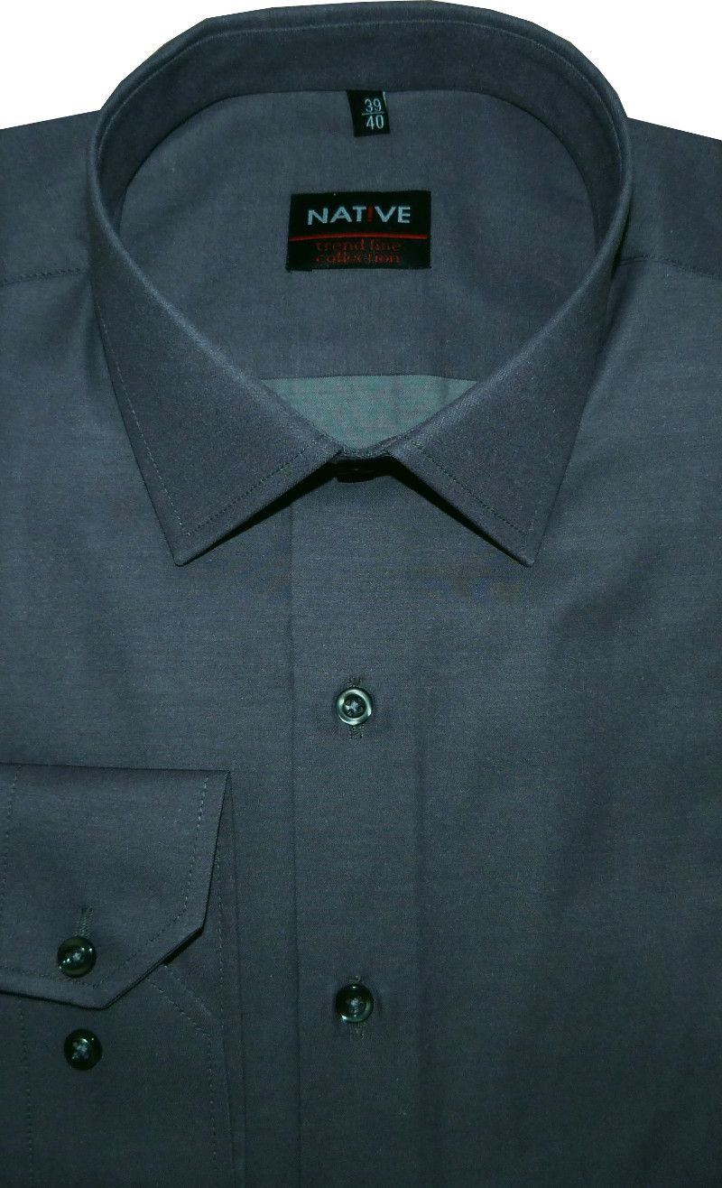 Pánská košile (šedá) s dlouhým rukávem, vypasovaná, vel. 41/42 - N952/016