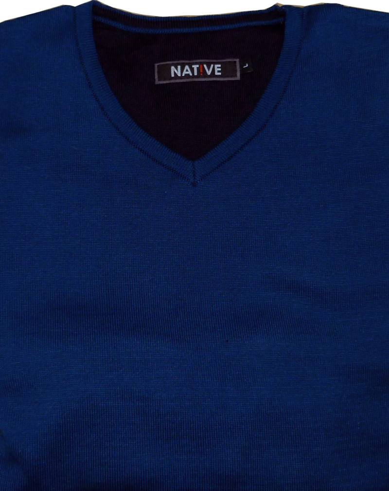 Pánský svetr tmavě modrý "V", velikost L, Native SV175-03