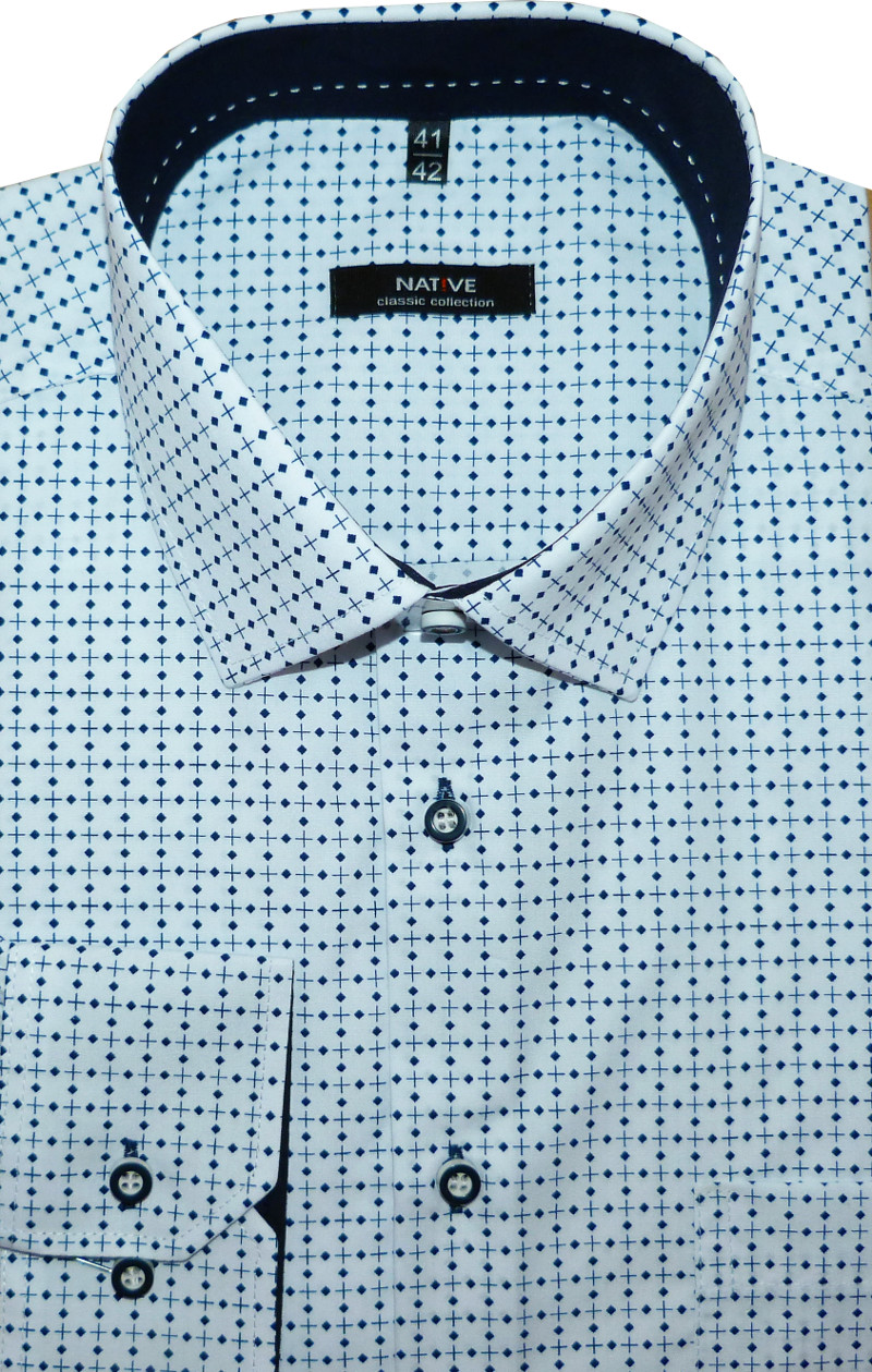 Pánská košile (bílá, potisk) s dlouhým rukávem, vel. 41/42 - N175/357