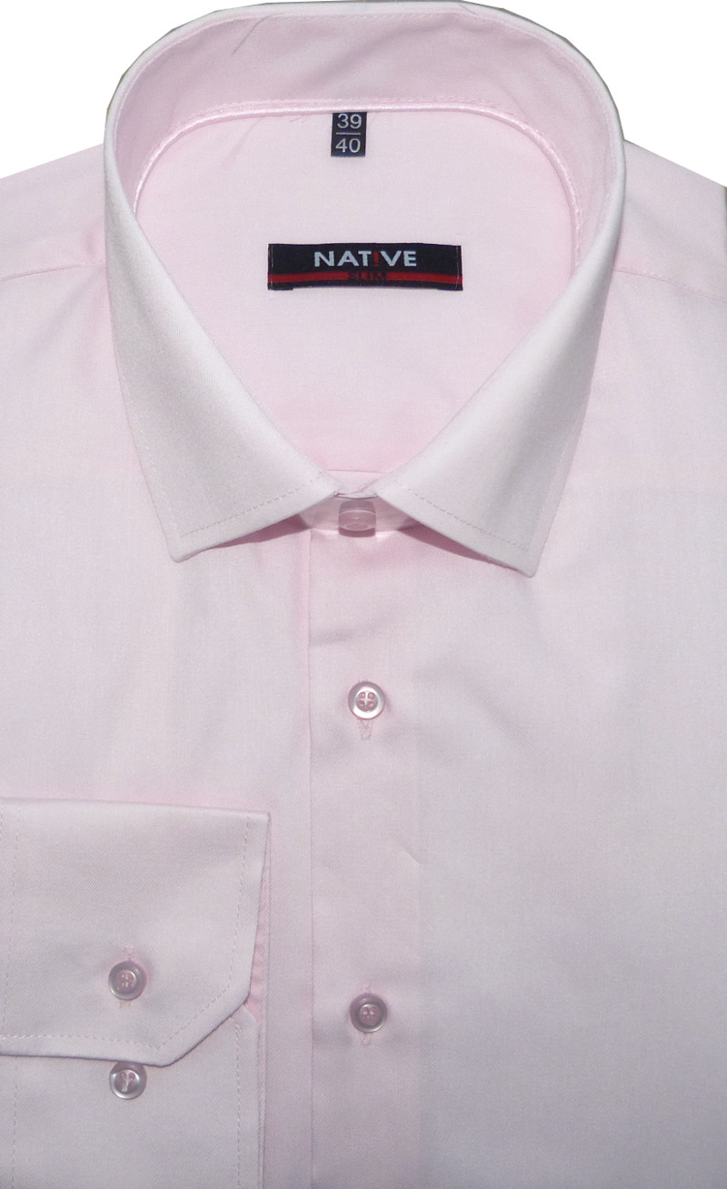Pánská košile (růžová) s dlouhým rukávem, vypasovaná, vel. 39/40 - N185/814