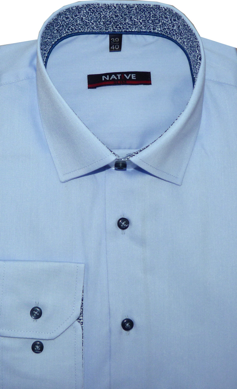 Pánská košile (modrá) s dlouhým rukávem, vypasovaná, vel. 43/44 - N185/817
