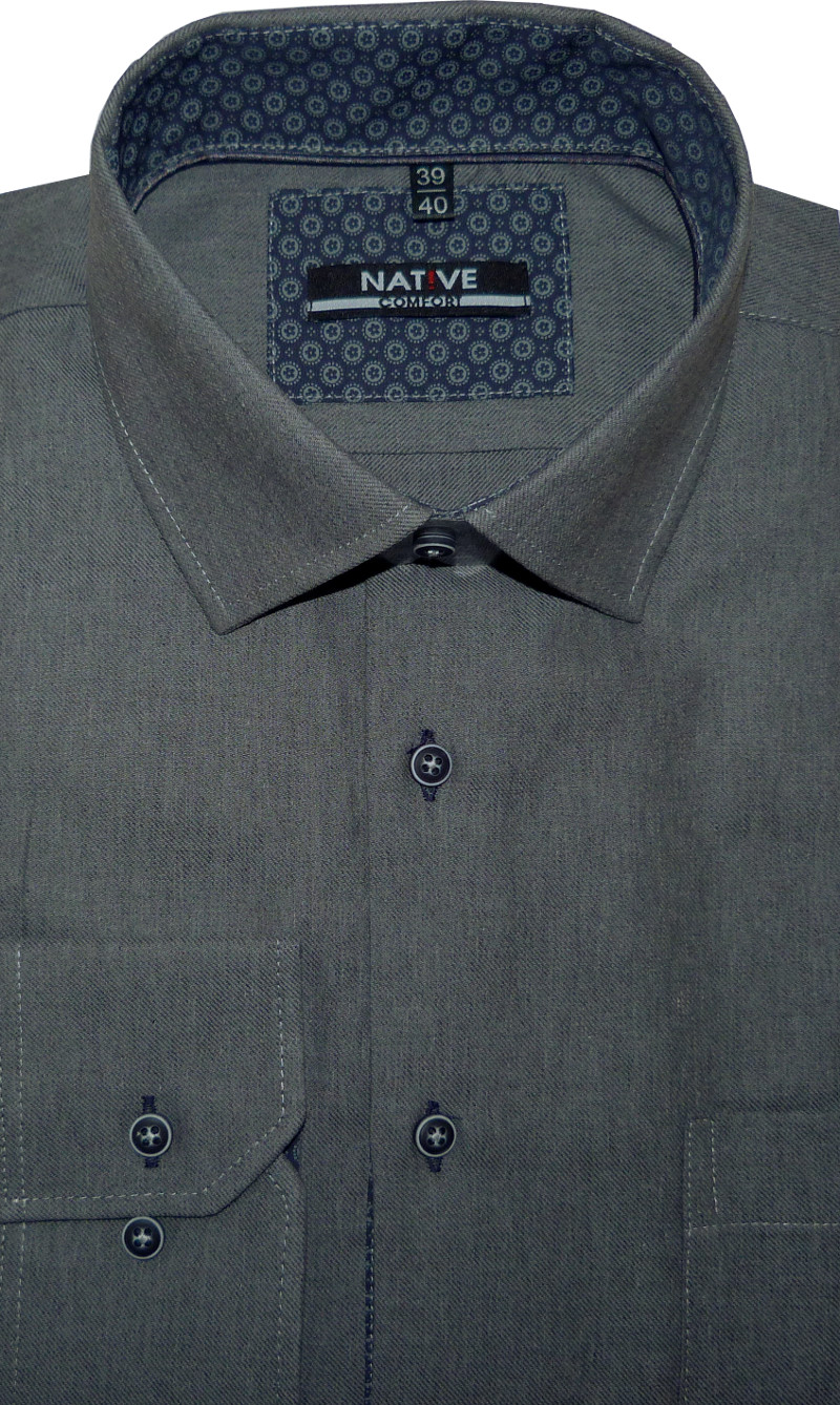 Pánská košile (šedá) s dlouhým rukávem, vel. 39/40 - N185/319