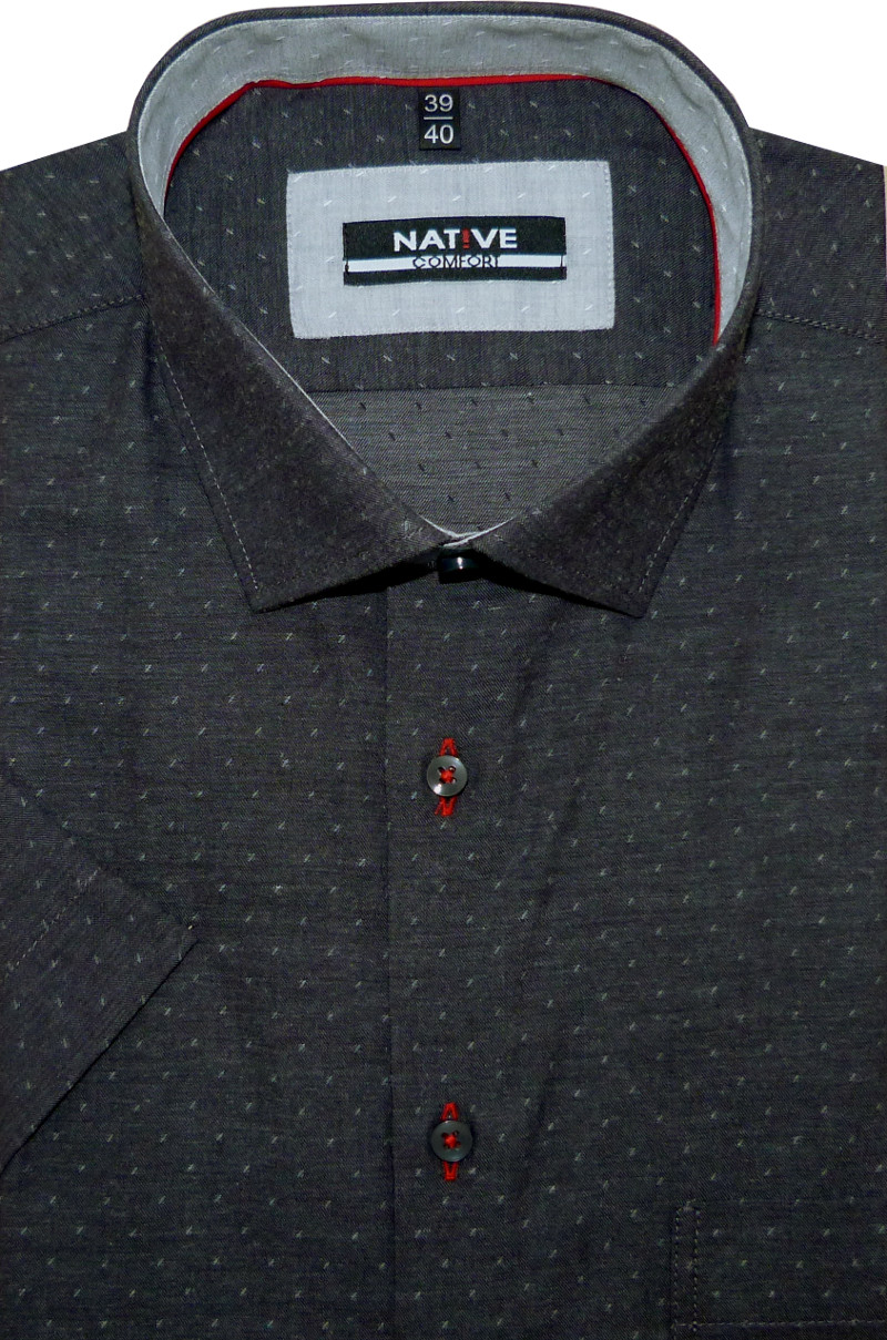 Pánská košile (šedá) s krátkým rukávem, vel. 39/40 - Native N190/405