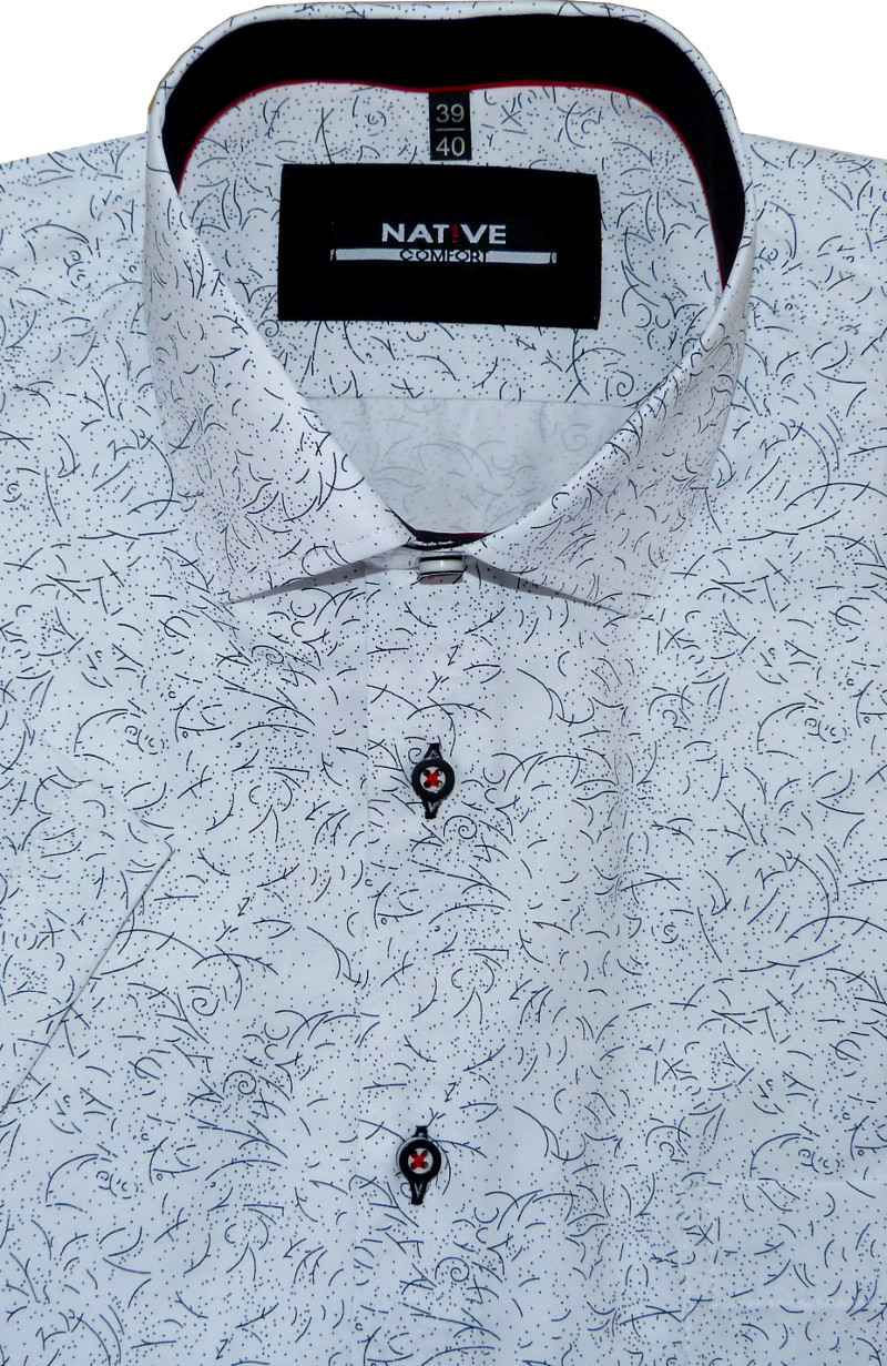 Pánská košile (bílá) s krátkým rukávem, vel. 39/40 - Native N190/419