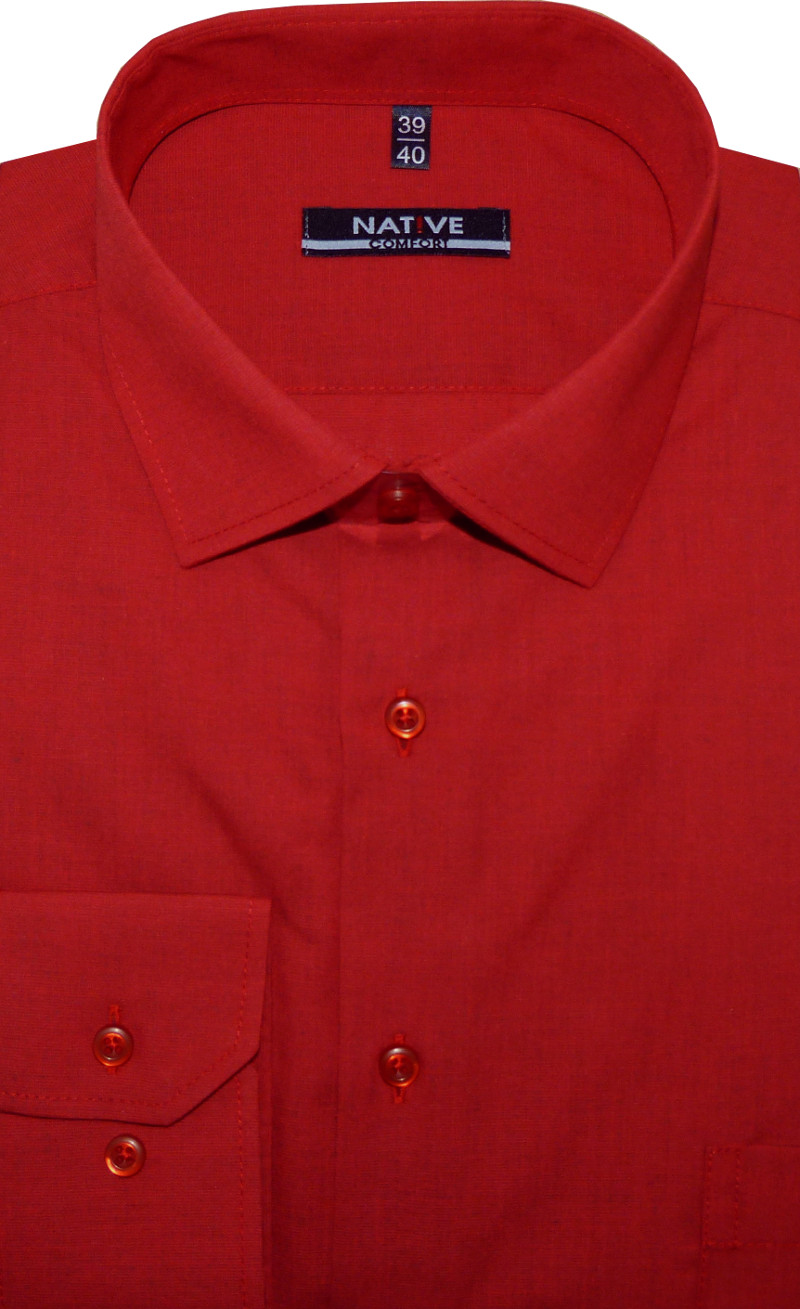 Pánská košile (červená) s dlouhým rukávem, vel. 39/40 - N205/320C