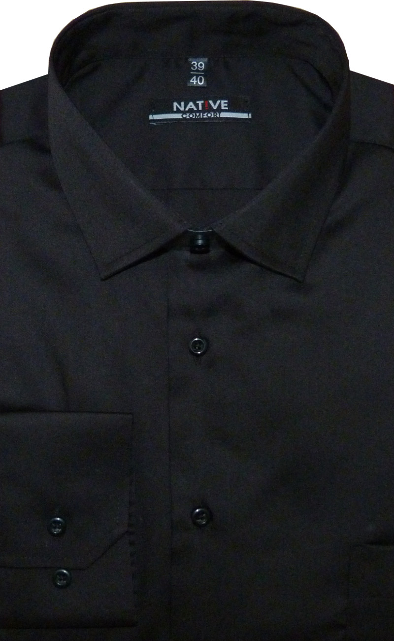 Pánská košile (černá) s dlouhým rukávem, vel. 39/40 - N205/302