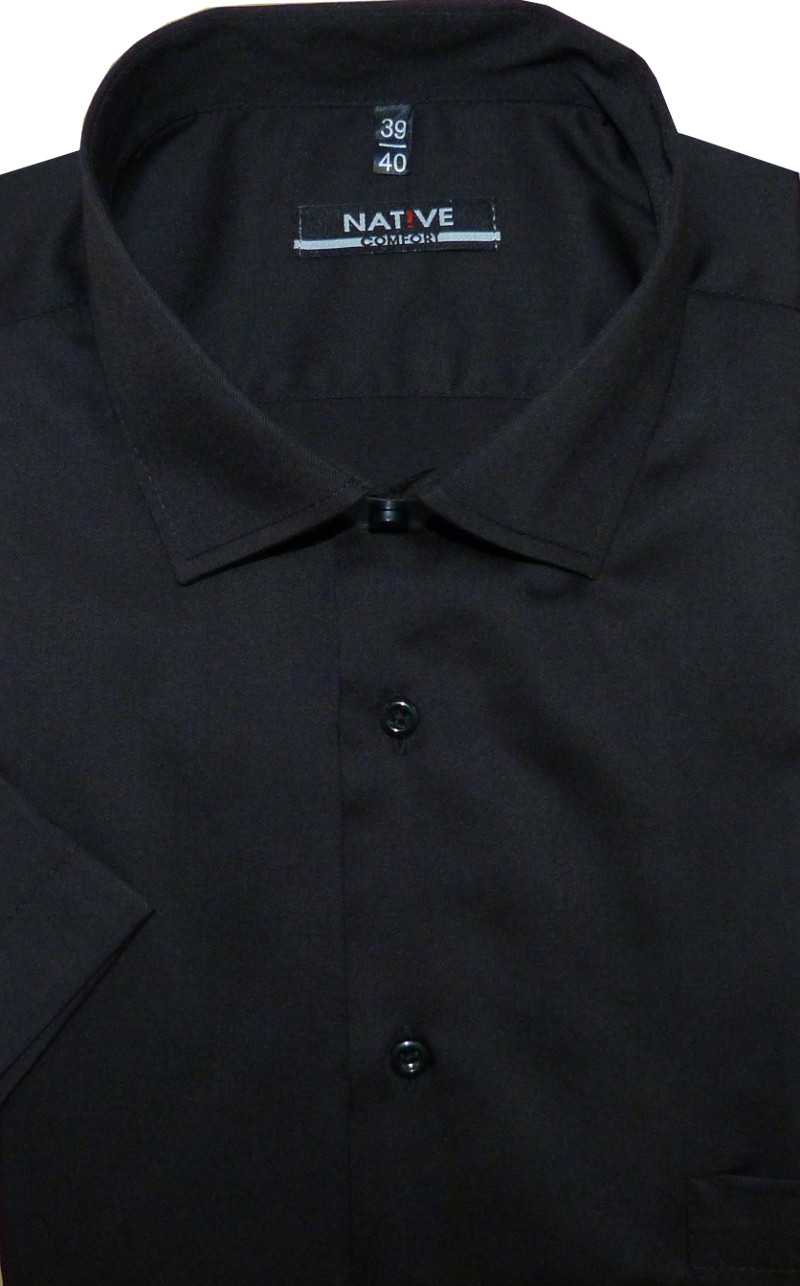 Pánská košile (černá) s krátkým rukávem, vel. 39/40 - N200/302