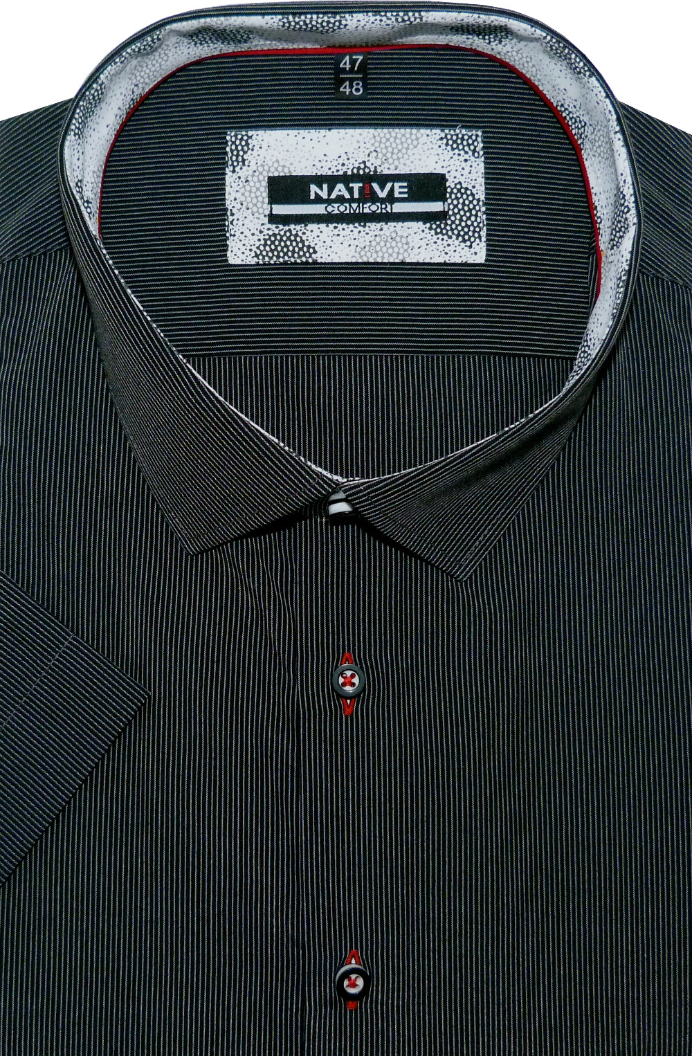 Pánská košile (černá) s krátkým rukávem, vel. 43/44 - N200/409