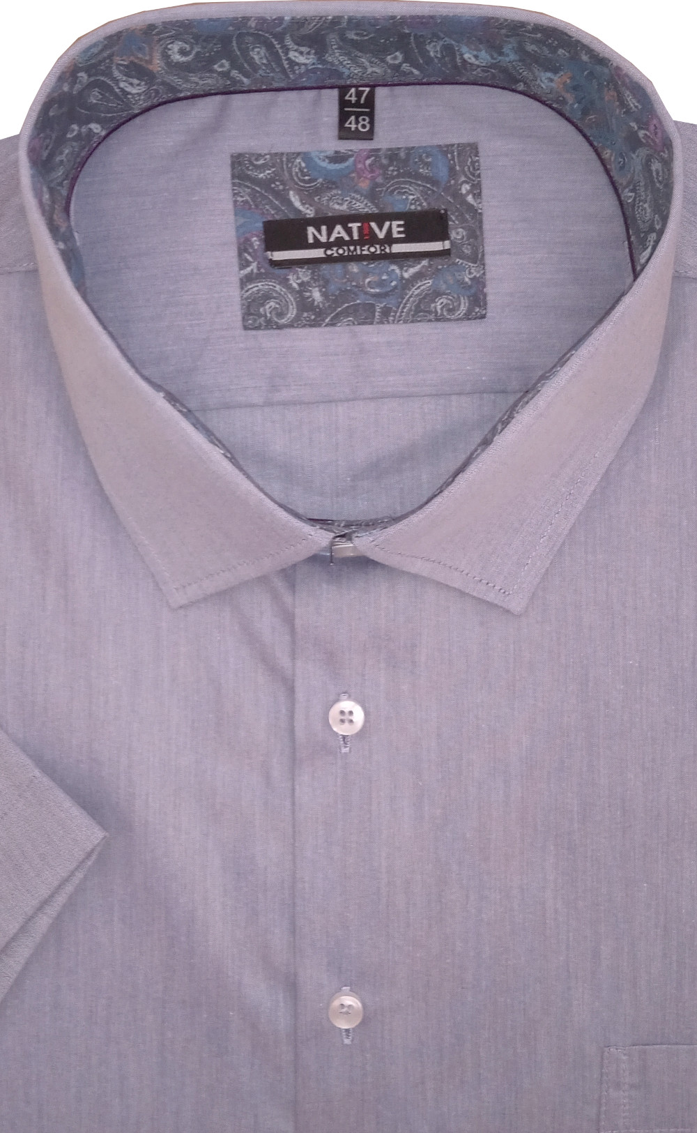 Nadměrná pánská košile (modrá) s krátkým rukávem, vel. 47/48 - N220/327