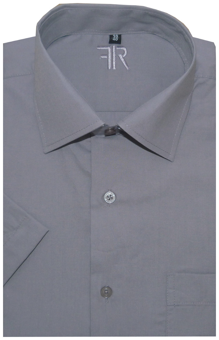Pánská košile (šedá) s krátkým rukávem, vel. 39/40 - FR 001/144