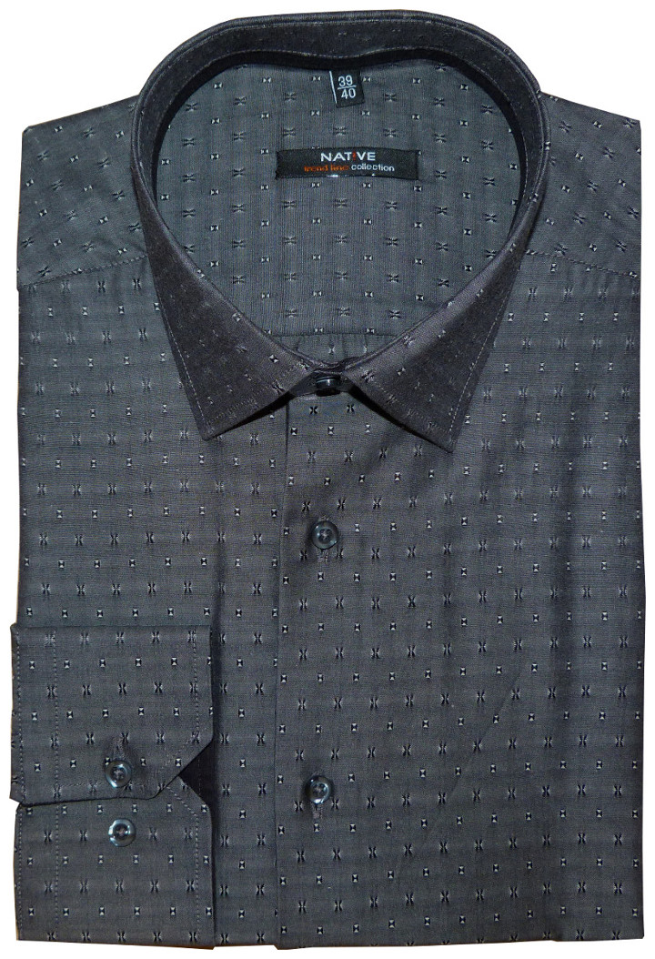 Pánská košile (šedá) s dlouhým rukávem, vel. 39/40 - N155/814