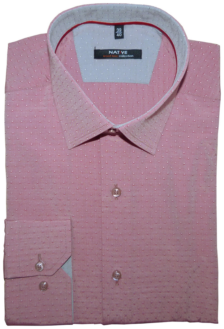 Pánská košile (starorůžová) s dlouhým rukávem, vel. 39/40 - N165/007
