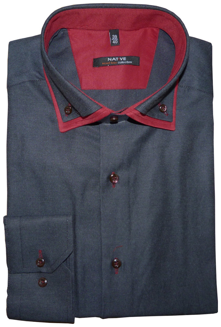 Pánská košile (antracitová) s dlouhým rukávem, vel. 39/40 - N165/012