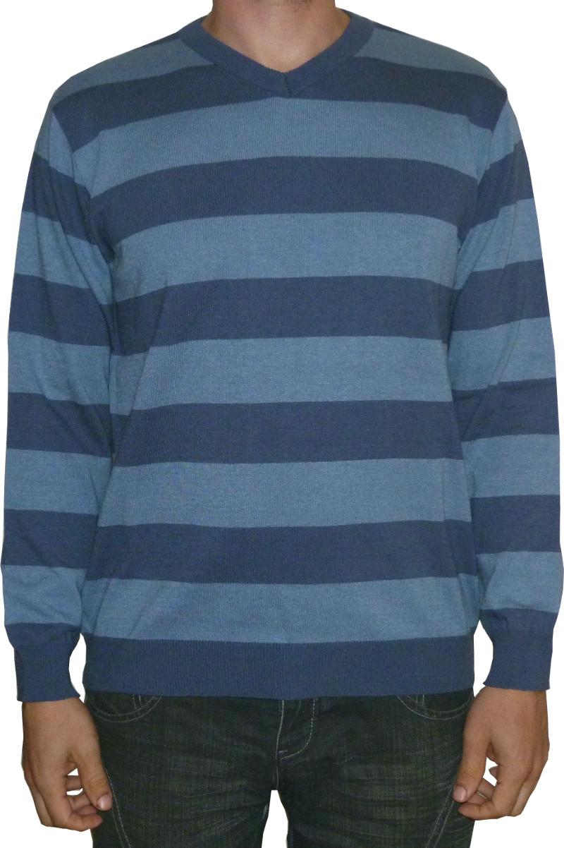 Pánský rugby svetr (V) s modrými pruhy, velikost M