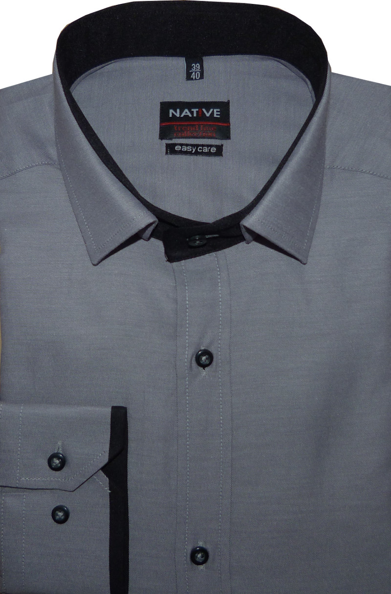 Pánská košile (šedá) s dlouhým rukávem, vel. 39/40 - N175/001
