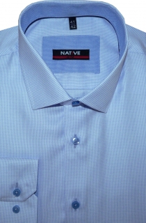 Pánská košile (modrá) s dlouhým rukávem, vypasovaná, vel. 43/44 - N185/914