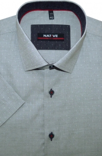 Pánská košile (šedá) s krátkým rukávem, slim, vel. 43/44 - Native N190/904