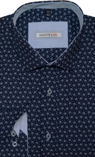 Pánská košile (modrá) s dlouhým rukávem, vypasovaná, vel. 37/38 - N175/410