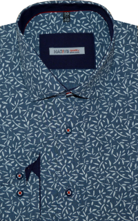 Pánská košile (modrá) s dlouhým rukávem, vypasovaná, vel. 37/38 - N175/413