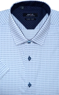 Pánská košile (bílá) s krátkým rukávem, slim, vel. 37/38 - Native N170/203