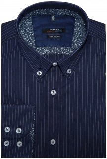 Pánská košile (modrý proužek) s dlouhým rukávem, vypasovaná, 37/38 - N165/149