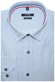 Pánská košile (bílá, potisk) s dlouhým rukávem, vypasovaná, 37/38 - N165/170