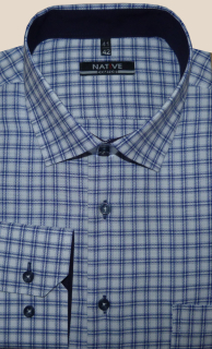 Nadměrná košile Native (modré káro) s dlouhým rukávem, vel. 45/46 - N235/363