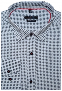Pánská košile (bílá, potisk) s dlouhým rukávem, velikost 41/42 - N165/164