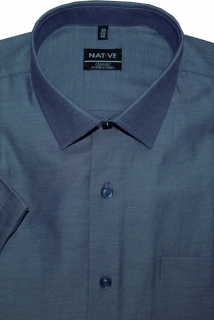 Pánská košile (modrá) s krátkým rukávem, vypasovaná, 41/42 - N902/028