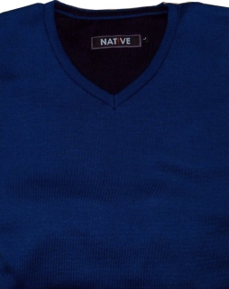 Pánský svetr tmavě modrý "V", velikost L, Native SV175-03