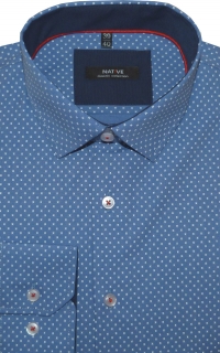 Pánská košile (modrá) s dlouhým rukávem, vypasovaná, vel. 37/38 - N185/802