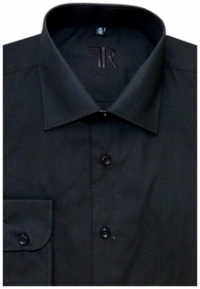 Pánská košile (černá) s dlouhým rukávem, vypasovaná, vel. 39/40 - FR 052/002