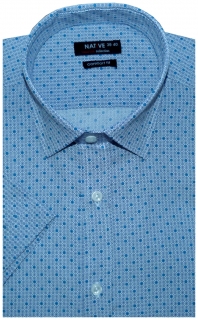 Pánská košile (tyrkys) s krátkým rukávem, vel. 39/40 - Native N170/106